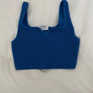 Royal blue babaton sculpt knit notch tank